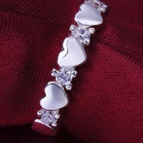 Dainty Rose Gold Heart & White CZ Accented Ring (silver is out of stock) - Picture 2 of 4